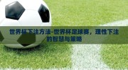 世界杯下注方法-世界杯足球赛，理性下注的智慧与策略