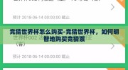 竞猜世界杯怎么购买-竞猜世界杯，如何明智地购买竞猜票