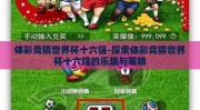 体彩竞猜世界杯十六强-探索体彩竞猜世界杯十六强的乐趣与策略