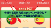 卡塔尔世界杯竞猜app-2022卡塔尔世界杯，竞猜APP的狂欢与挑战