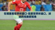 在哪里看世界杯盘口-探索世界杯盘口，球迷的观赛新视角