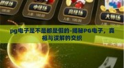 pg电子是不是都是假的-揭秘PG电子，真相与误解的交织