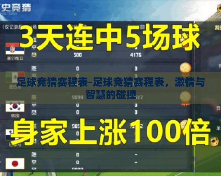 足球竞猜赛程表-足球竞猜赛程表,激情与智慧的碰撞 足球竞猜赛程表-足球竞猜赛程表,激情与智慧的碰撞